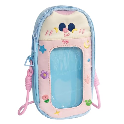 Image of FunBlast Pencil Pouch for Kids, Girls - Large Capacity Multipurpose Stationery Zipper Pouch with Hanging Strap for Kids & Adults, Kawaii Aesthetic Pencil Case Organizer for Girls (Blue-)
