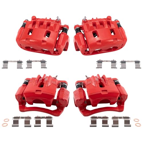Image of TRQ Performance Front and Rear Brake Caliper Set Brackets Coated Compatible with 2010-2012 Subaru Legacy 2010-2012 Outback