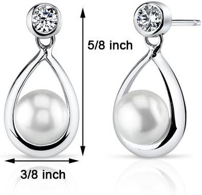 ティアドロップ 6.5mm 淡水養殖真珠イヤリング スターリングシルバー