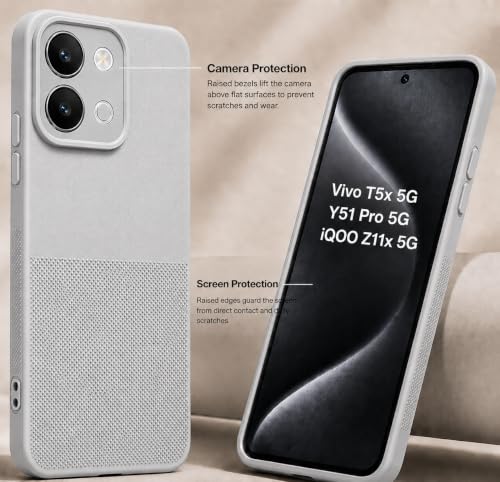 Image of Silicone Back Cover Case for Vivo T5x 5G Y51 Pro 5G iQOO Z11x 5G | Soft Micro-Fibre Lining Inside | Anti Slip Grip & Camera Protection | Shockproof Case for (Gray)