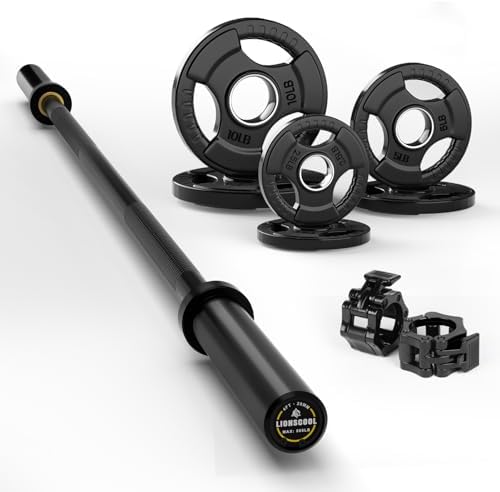 LIONSCOOL Premium 4ft/4.9ft/6ft Barbell for Strength Training and...
