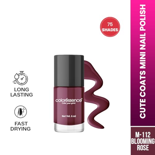 Image of Coloressence Cute Coats Long Lasting Nail Paint | Chip Resistant | Quick Dry | One Swipe Application | Toxin Free|Blooming Rose-6ml