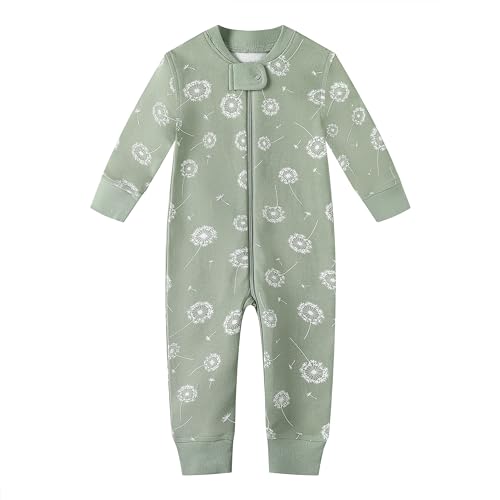 Image of Owlivia Organic Cotton Baby Boy Girl Zip up Sleep 'N Play Pjs, Footless, Long Sleeve