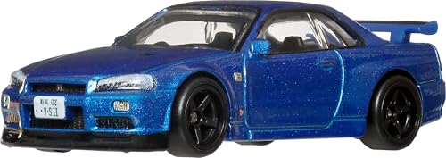Image of Hot Wheels Premium Car Culture Collectible Toy Car, 1:64 Scale Die-Cast Nissan Skyline R34 GTR, Timeless Icons Vehicle with Real Riders Tires