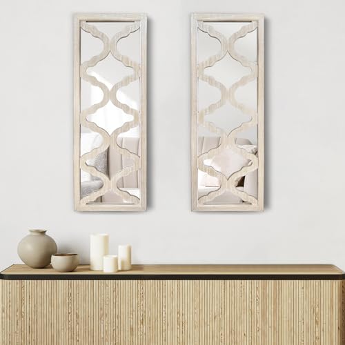 TopCity Set of 2 Rustic Farmhouse Mirror for Wall Decor 32