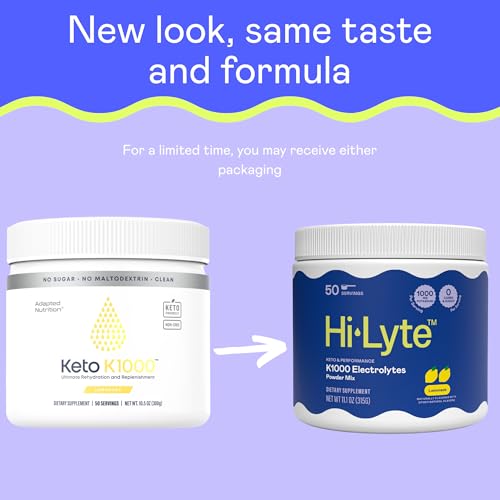 Image of Hi-Lyte Keto K1000 Electrolyte Powder | Lemonade | Hydration Supplement Drink Mix | Boost Energy & Beat Leg Cramps | No Sugar, No Maltodextrin | 50 Servings