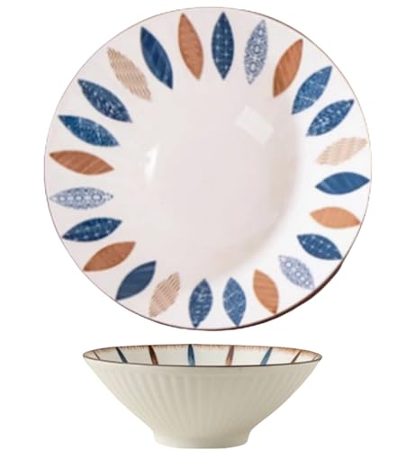 Haiyunhome 和風 どんぶり ボウル ラーメン 麺鉢 2個 電子レンジ 食洗機対応 直径19.8×高7.7cm レストラン食器 大容量 1000ml 軽量で耐久性 家庭用、業務用 (4個スタイルF)