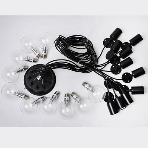 Lámpara techo ajustable araña vintage negra E27 clásica creativa 2