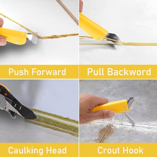 Silikonentferner Werkzeug Set Silikon Abzieher - Wiseten 4 in 1 Fugenwerkzeug Fugenkratzer aus Edelstahlkopf mit Fugenglätter, Dichtungsdüsen ​für Küche Bad Boden Spüle Fenster Abdichtung