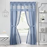 Achim Paige 5-Piece Window Curtain Set - 55 Width, 63 Length, 2 Inch Rod Pocket - Blue - Light Filtering Set Includes Valance with Attached Panels & Two Tie Backs - Machine Washable Home Decor