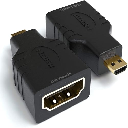 Image of Micro HDMI Adapter, Female (Type-A) to Male (Type-D) for Rassspberrry Piii 4, Gold Plated Connector Converter. (Not for Mobile Micro-USB). (Micro HDTV to HDTV). Black.
