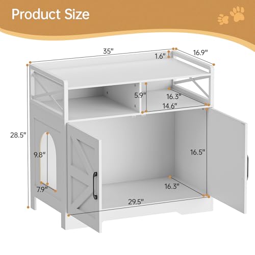 image for LotaTools Cat Litter Box Enclosure Furniture - Hidden Litter Box Cabin
