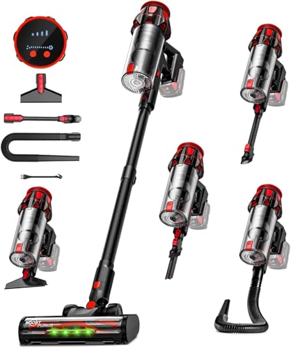 Image of Cordless Vacuum Cleaner for Milwaukee Battery, 45KPA 400W Vacuum Cleaners for Home, Self-Standing Stick Vac w / LED Display, Anti-Tangle Lightweight Vacuum for Carpet, Floor, Car(Battery Not Included)