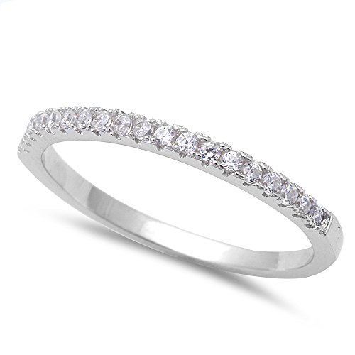 Oxford Diamond Co Micro Pave Cubic Zirconia Band .925 Sterling Silver Ring Size 10