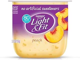 Light and Fit Peach Yogurt, 5.3 Ounce -- 12 per case.