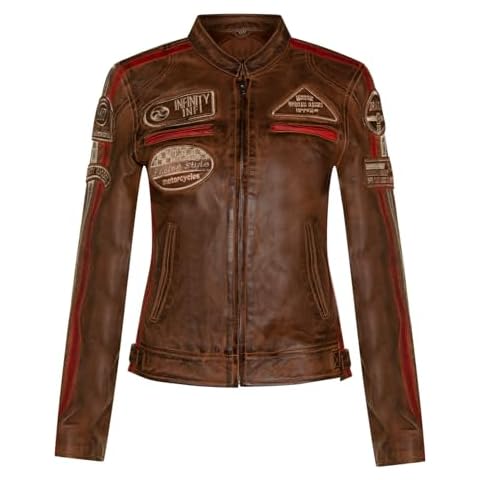 Infinity Leather Women's Tan Biker Jacket Cover