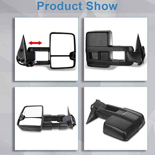 Eccpp Tow Mirrors Fit For 2003-2006 For Chevy Silverado Tahoe Suburban Avalanche For Gmc For Sierra Yukon Cadillac(07 Classic) Tow Mirrors Power Heated Led Signal Light Pair Left And Right Side Black #TOP1