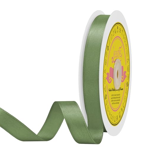 Image of Double Face Spring Moss Satin Ribbon 5 /8 inch X 50 Yards Polyester Spring Moss Ribbon for Gift Wrapping Very Suitable for Weddings Party Invitation Decorations and More