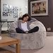 Sofa Sack Bean Bag Chair - Plush, Ultra Soft - Memory Foam Bean Bag Chair with Faux Rabbit Fur Cover - Stuffed Foam Filled Furniture and Accessories for Dorm Room 5 Feet - Gray