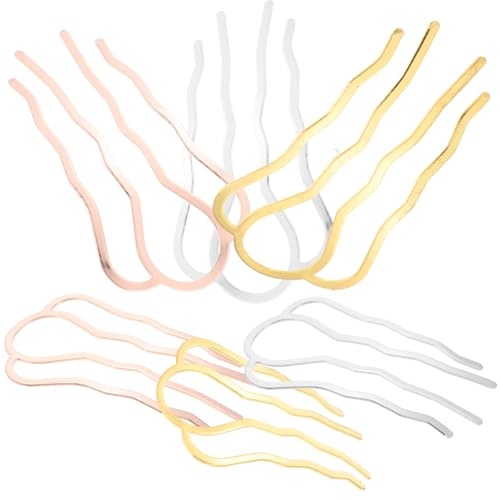 TEHAUX Pettini Laterali in Metallo per Chioma Fini 6 Pezzi, Forcine Ondulate a 4 Denti Resistenti, Accessori per Styling Chioma da Donna, Adatti per Acconciature Eleganti e Uso