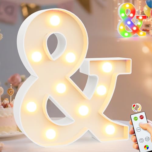 Image of Pooqla LED Light Up Letters, Warm White and Colorful Lighted Marquee Letters with Remote, Lighted Letter for Party Birthday Decorations, Gift for Girls Boys Night Light, Wedding Home Decor, Symbol &