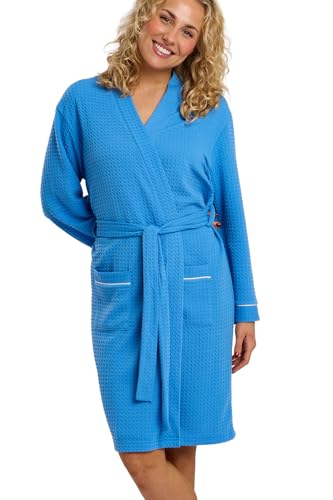 Indigo Sky Francesca Peignoir en tricot gaufré facile d'entretien pour femme – Robe de chambre...