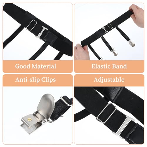 Prasacco Women Thigh Garter Belt Plus Size, High Elastic Suspender Belt with Metal Clips Suspender Garter Belts for Thigh High Stockings for Stockings, 6 Strap Design - Thumbnail 6