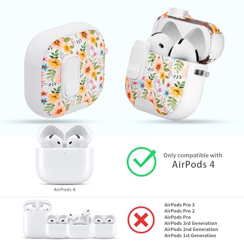 Image of for AirPods 4 Case with Safty Lock & Phone Stand,Cute Floral Pattern Style | PC & TPU Dual Layer Protective Cover with Keychain & Cleaner Pen for Apple AirPod 4th Generation 2024 Women (Morning Glory)
