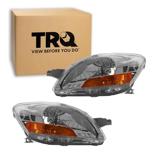 Image of TRQ Headlight Assembly Set TO2518108 TO2519108 Compatible with 2007-2011 Toyota Yaris