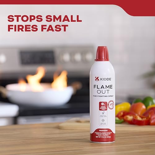 Kidde Flame Out Fire Spray, Extinguishing Aerosol for Home Use, Kitchens, Dorms, Apartments, Compact, Portable & Easy to Use, Non-Toxic, 17.6 oz 1 Pack