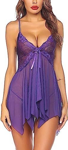 Image of ROUXOUS Nightwear for Girls-Babydoll Lingerie for Women-Women's Babydoll Nightwear Babydoll Dress-Honeymoon Lingerie-Babydoll Lace Sleepwear
