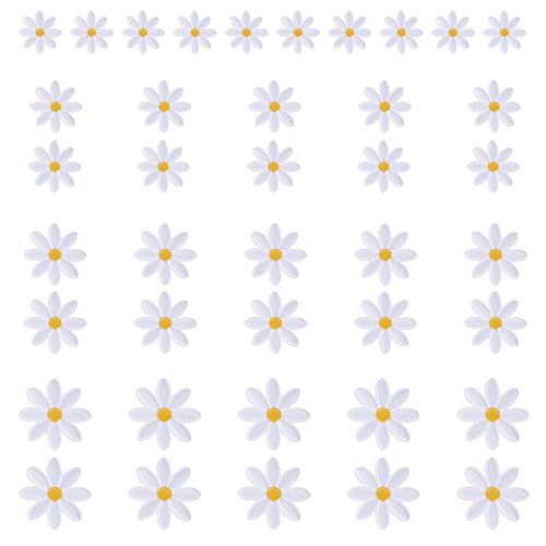 Giantree 40 Stück Gänseblümchen Patches zum Aufbügeln, Patches zum Aufbügeln, Florale Aufnäher zum Aufbügel für Gänseblümchen Aufnäher Bügelpatches Aufbügel Patch für Kleid Jeans Jacken Taschen