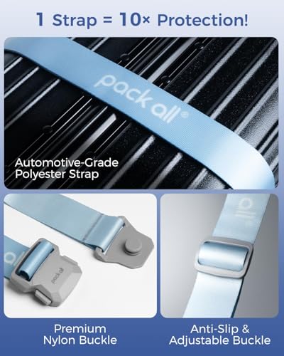 Image of pack all Magnetic Quick-Release Luggage Strap, Fits 18-32 Inch Suitcases | Anti-Burst Design, 400 Lbs Tension Strength, Adjustable, Easy-to-Identify Color