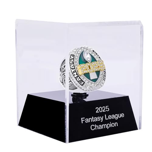 noblehead 2025 Fantasy Football Championship Ring Heavy FFL Champion Trophy Ring Award Trophy for Fantasy Football League Winner (ring and case together, size 13)