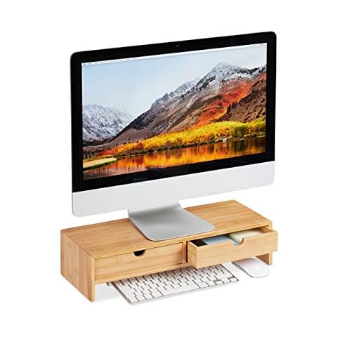 Support moniteur en bambou Relaxdays Cover