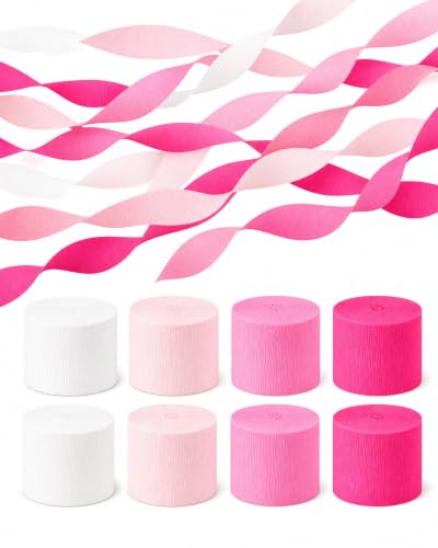 Image of 8 Pink Streamers, 656ft Pack of Crepe Paper Bachelorette Party Decorations