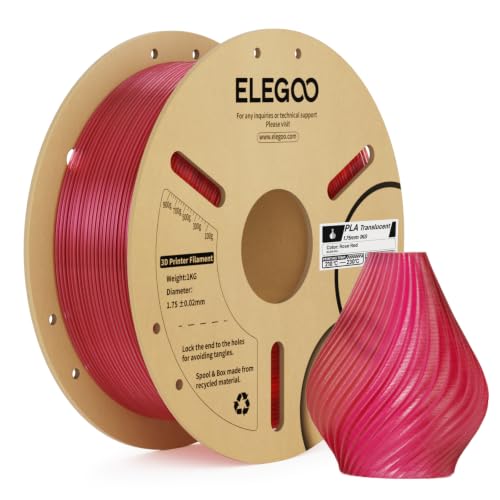 Image of ELEGOO PLA 3D Printer Filament 1.75mm Translucent Rose Red 1KG