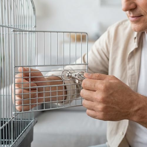 Image of 12Pcs Bird Cage Lock Clips, Metal Trigger Snap Hooks, Anti-Escape Swivel Trigger Clasps, D Eye Bird Cage Escape-Resistant Door Buckles for Bird Small Pets Cages Door Buckle Lock
