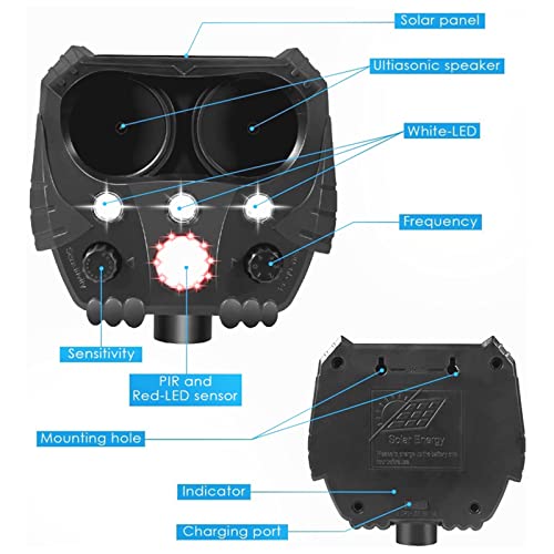 Ultrasone Animal Repeller Solar Oplaadbare Afschrikmiddel Met PIR Motion Sensor Scarer, Voor Tuin Pest Kat Hond Eekhoorn… - Image 6
