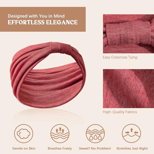 Image of Awumbuk Wide Headbands for Women Knotted No Slip Head Bands Soft Turban Headband Hair Accessories Boho African Solid Color Head Wraps for Women Yoga Workout (Dark grey)