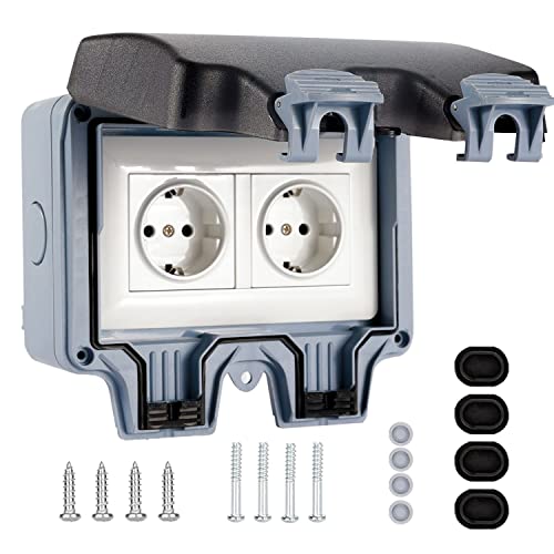 Außensteckdose IP66 Wetterfeste Außenwandsteckdose Aufputzsteckdose...