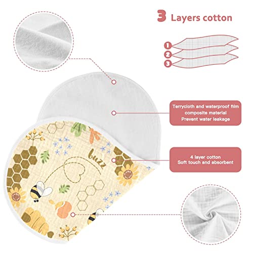 Cute Bee Flower Honeycomb Muslin Burp Cloths for Baby 1 Pack 100% Cotton Baby Washcloths Bibs for Boy Girl3
