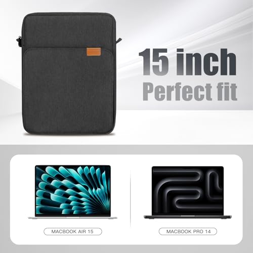 Image of TiMOVO 15 Inch Laptop Sleeve for MacBook Air 15, Pro 14, Black & Gray