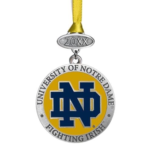 Notre Dame Class of 2026 Ornament | Hand-Sculpted Christmas Tree Ornament | Intricately Crafted Metal Pewter Alma Mater Inlay by Heritage Pewter