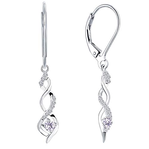 JO WISDOM Boucles d'oreilles Infini Argent 925/1000 dormeuse avec AAA oxyde de zirconium Pierre de naissance de Juin couleur alexandrite Femme