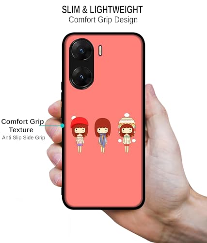 Image of Cute Girls Design Premium 2D Printed Metal Back Case Cover for Vivo V29E 5G