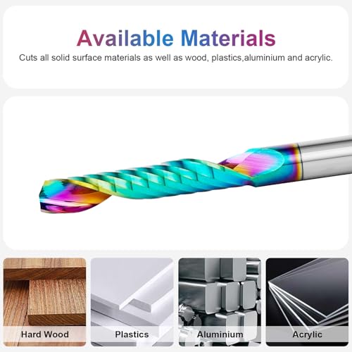 SpeTool 2 Stück Alu Fräser 6 mm Schaft CNC Holz VHM 32 mm Schnittlänge Schaftfräser mit DLC Beschichtung für Aluminium und Kunststoff