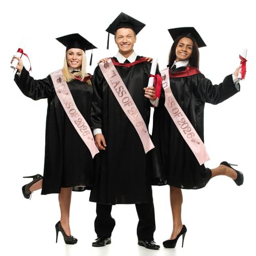 Hicarer 2026 Graduation Party Supplies Kit, Glittered Metal Graduation Princess Grad Crown Tiara Class of 2026 Graduate Sash(Pink Class of 2026) - Thumbnail 5