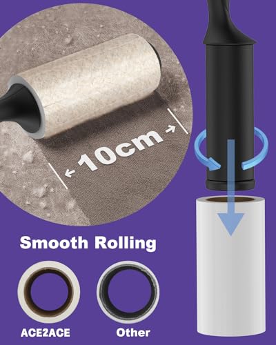 Image of ACE2ACE Lint Roller for Pet Hair, 270 Sheets Extra Sticky Lint Remover Rollers, 3 Pack 3 Handle Refillable Pet Hair Rollers for Clothes, Furniture, Carpet, Sofa Cleaning, 3Pack