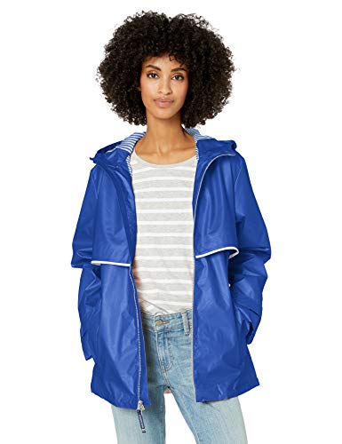 Photo de Charles River Apparel New Englander Waterproof Rain Jacket Veste de Pluie, Royal/rayé, S Femme